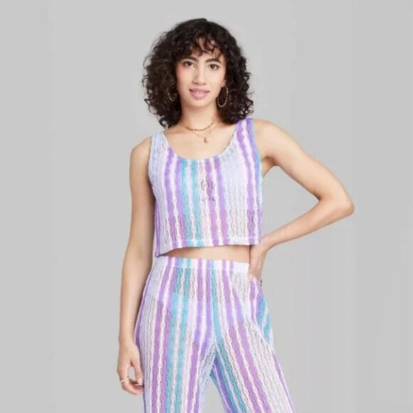 Wild Fable Women's Openwork Swing Tank Top - Cool Multi Striped Size XS NWT - Picture 2 of 3